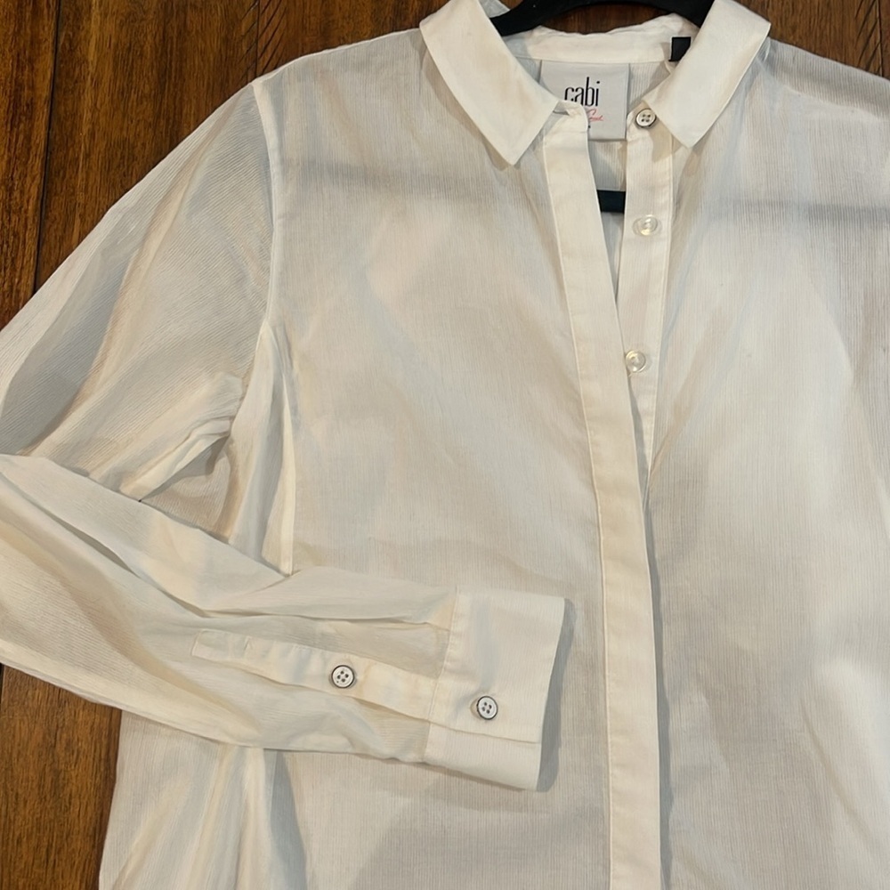 CAbi Women's Small Vacation Tunic Shirt White Long Sleeve Button Down - Picture 5 of 16